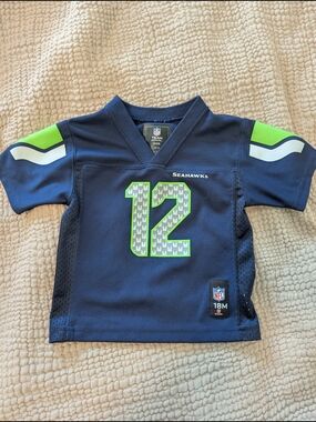 NFL Seattle Seahawks Kids Navy & Neon Green #12 Jersey